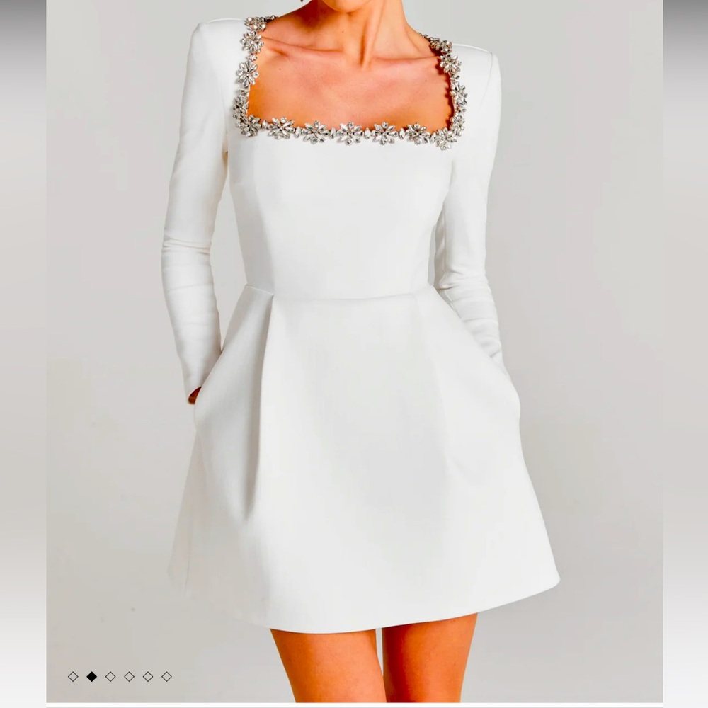 Elegant White Dress with Floral Embellishments
